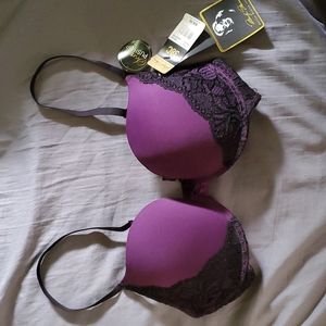 Plum & Black Lace 38C Push-Up Bra